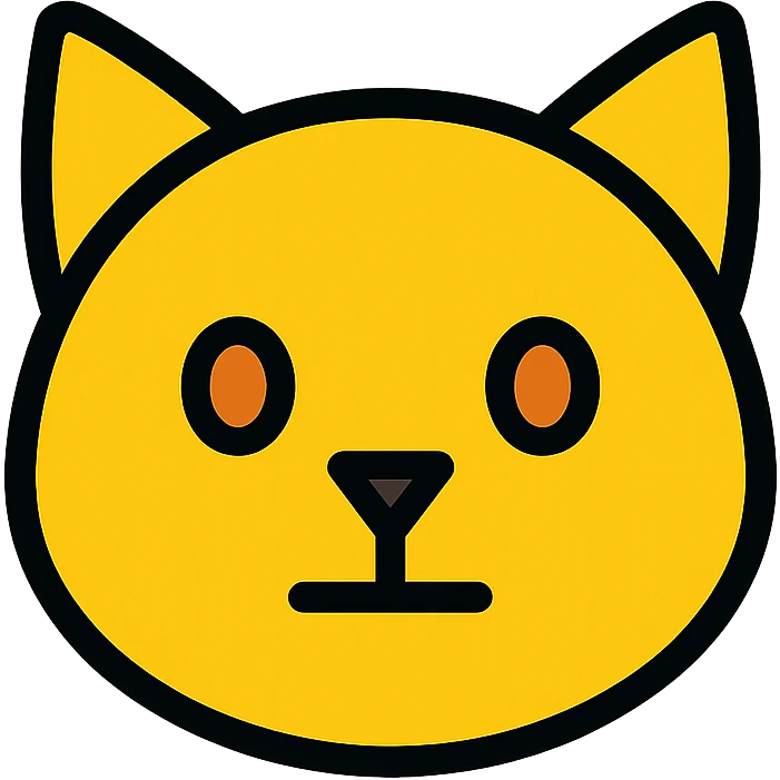 cat head only, neutral face, inspired by Binance logo, crypto project style emoji
