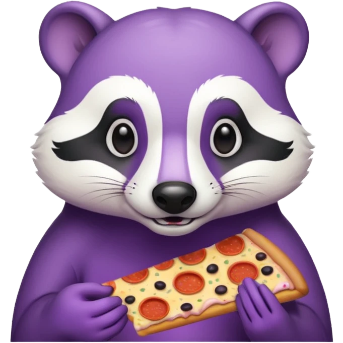 badger eating pizza purple and white emoji