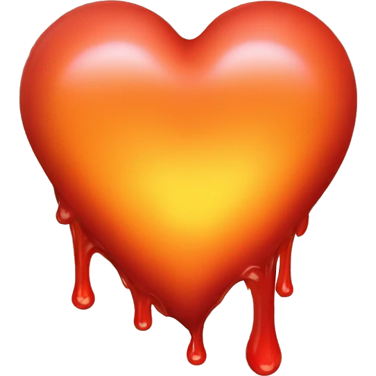 dripping bleeding red heart glowing red orange warmth emoji