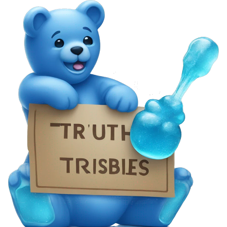 Blue Gummy bear with a sign that says Truthibles” emoji