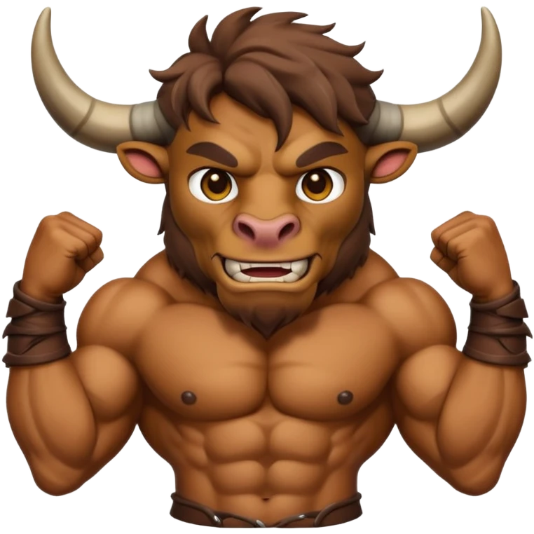 An emoji of a Cretan Minotaur. It has the body of a man and the head of a bull. emoji