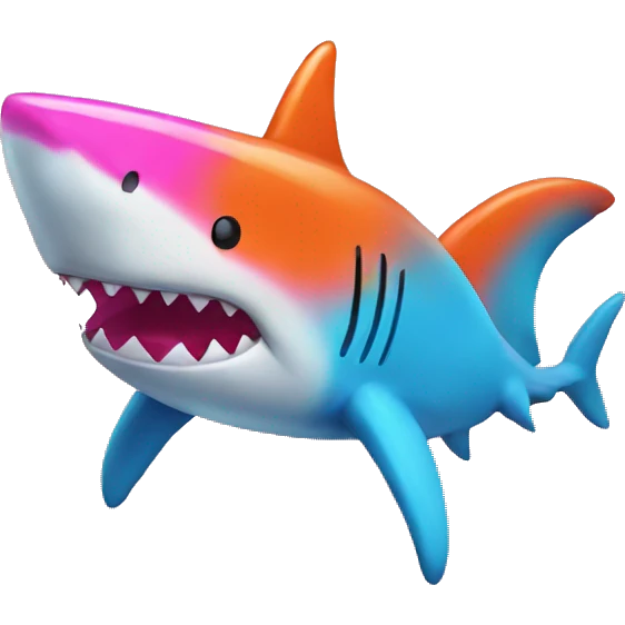 Dark Orange blue hot pink kawaii shark  emoji