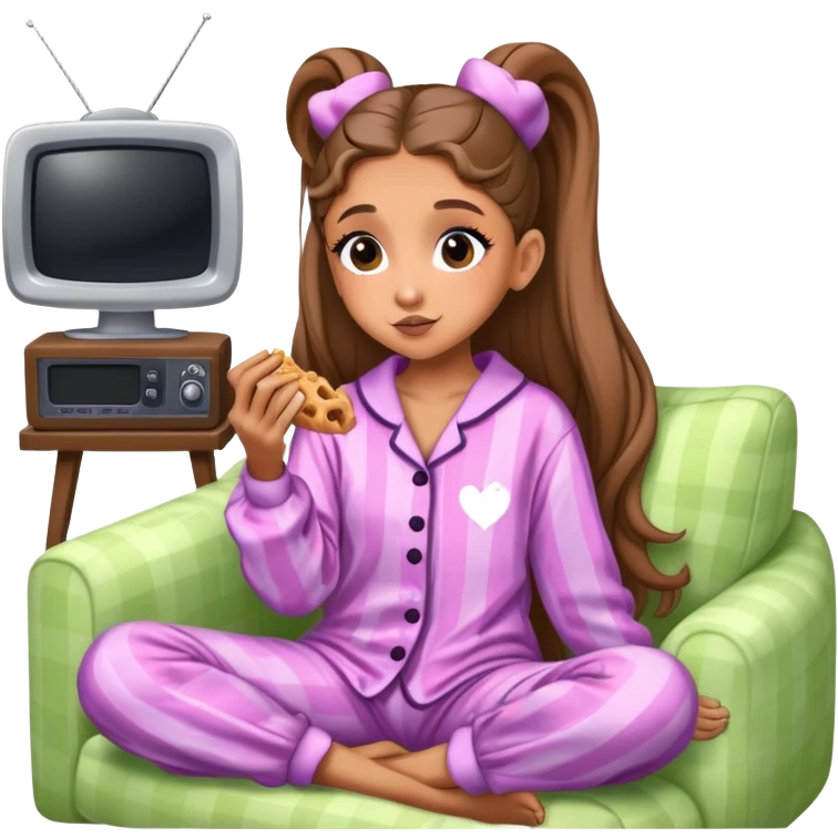Ariana grande getting a snack and putting on wicked pajamas and watching television  emoji