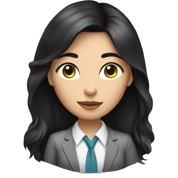young cat's eye woman office worker with long black hair emoji