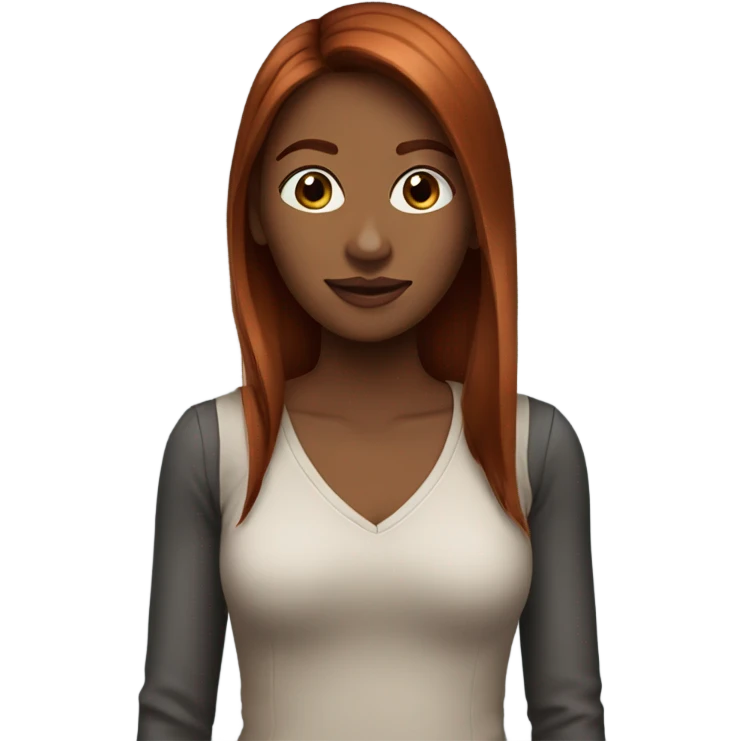 Straight Reddish-brown hair on woman emoji