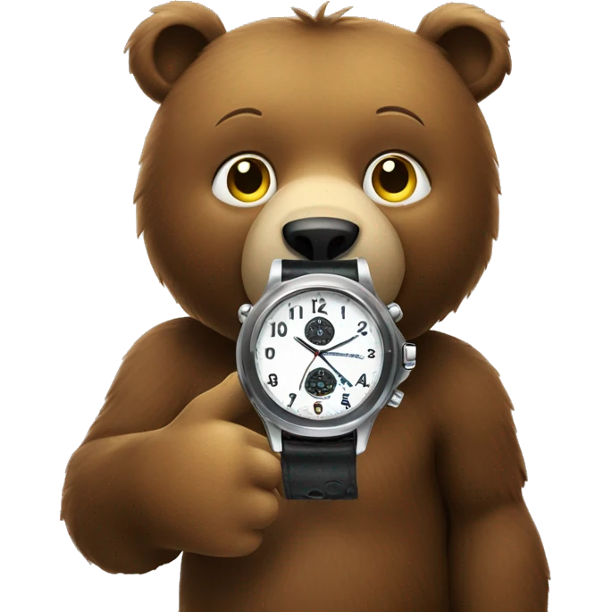 bear looking at wristwatch emoji