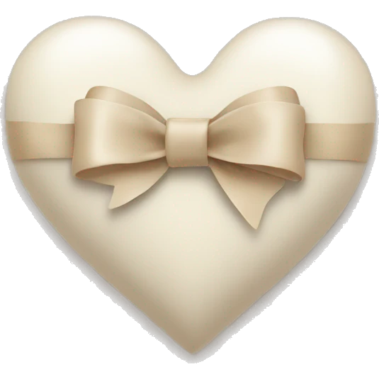 white heart with beige bow emoji