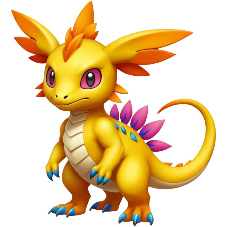 Colorful Vibrant Unique Pokémon-Digimon-Fakémon-hybrid-creature (full body) emoji