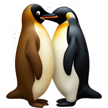 One bretzel and one pinguin hugging each other emoji