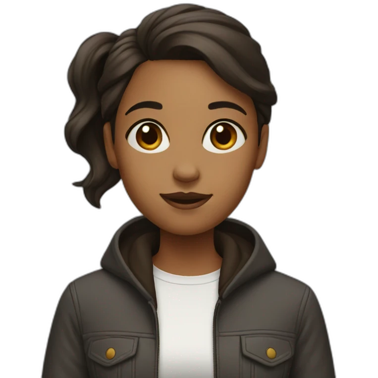 Girl with Big forehead with dark brown hair emoji