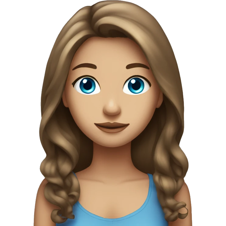 tan Pretty girl with long brown hair  and blue eyes  emoji