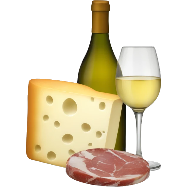 verre de vin blanc, de la charcuterie et du fromage emoji