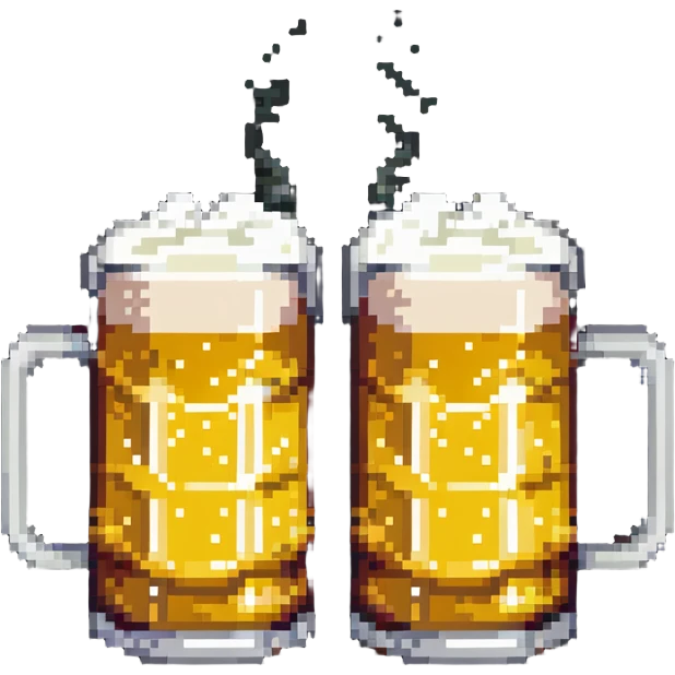 two beer mugs clinking together in a toast emoji