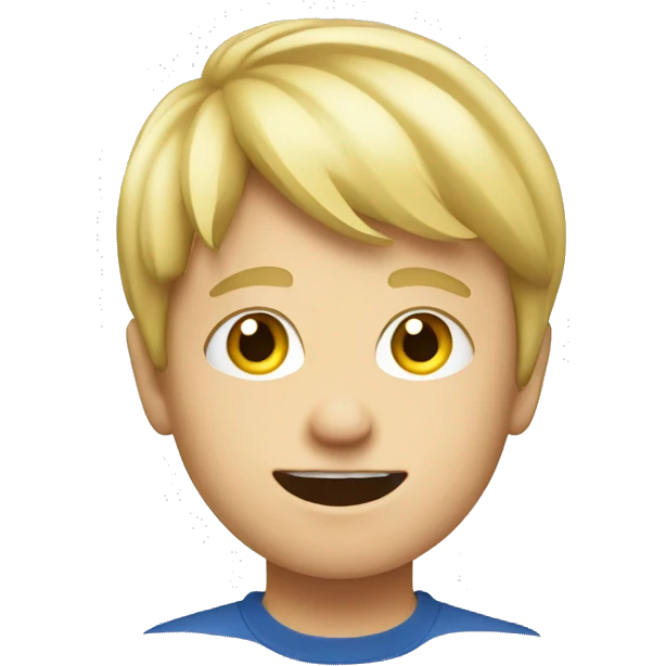 blond boy play computer emoji