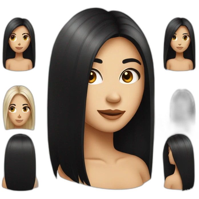 Fair skinned pretty woman with long straight black hair emoji