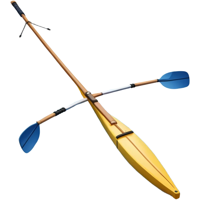 An icon showing a close-up of crossed oars, a sleek racing shell, and rippling water, symbolizing rowing. The design includes droplets in motion and a streamlined boat tip cutting through waves. Transparent background emphasizes strength, precision, and the spirit of competitive rowing emoji