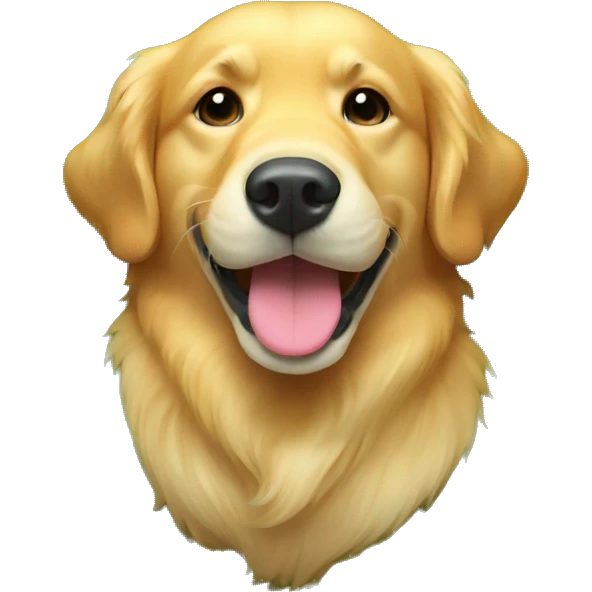 Golden retriever on its back, lying upside down in the grass, looking up  emoji