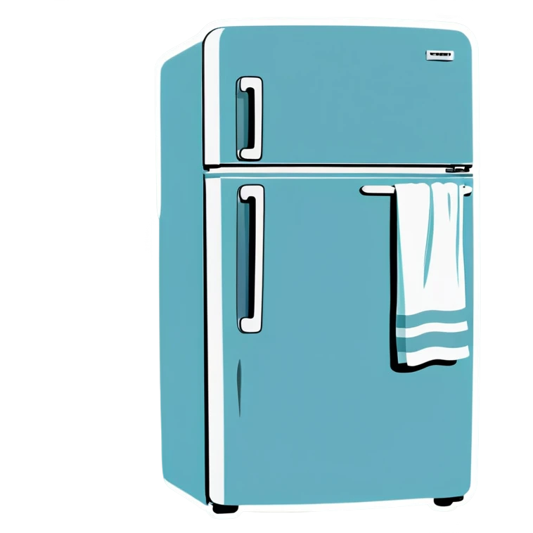 Fridge with towels & water  emoji