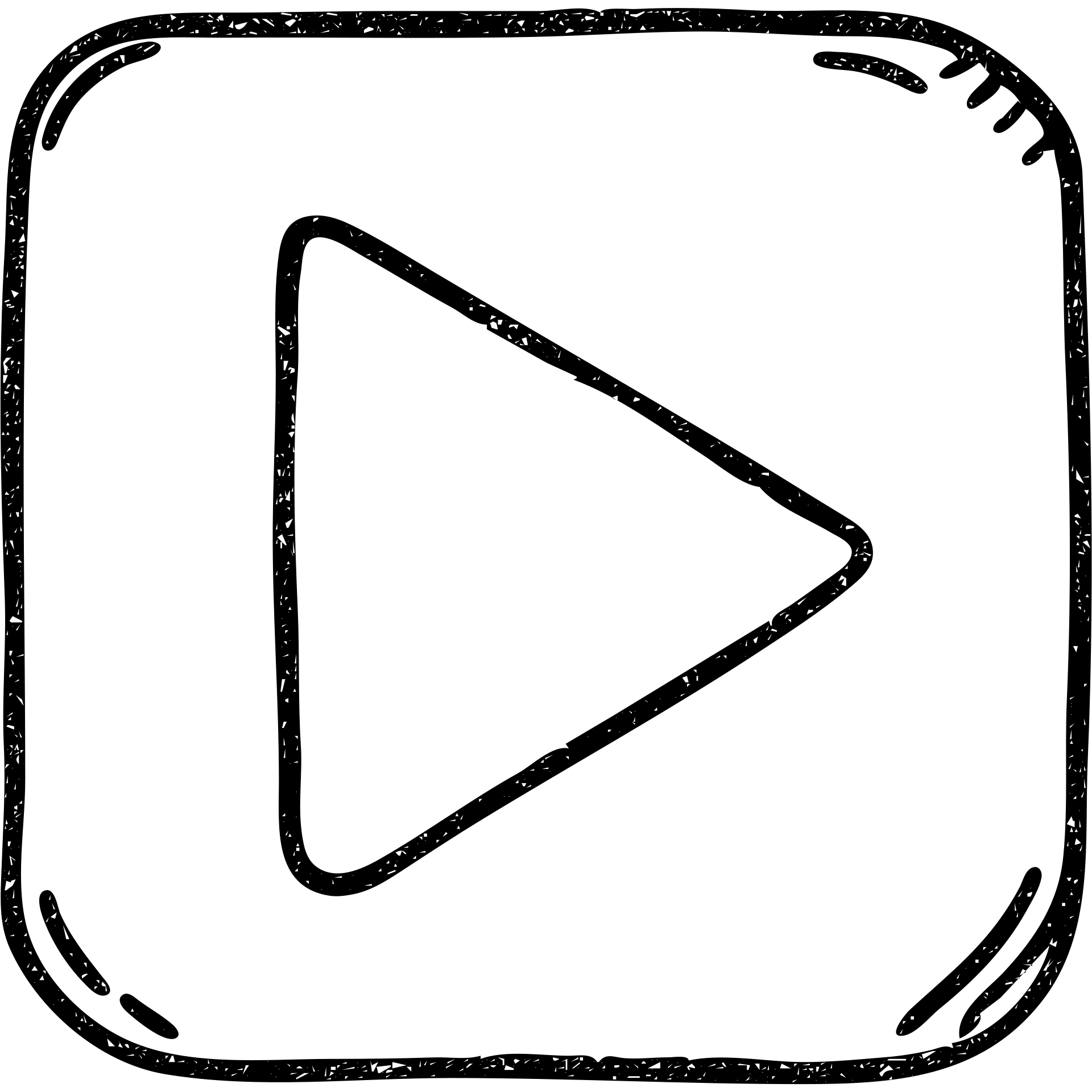 hand drawn outlined play button icon, simple, rough lines emoji