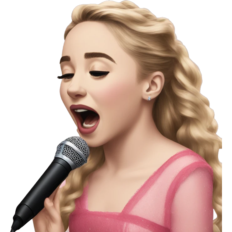 Sabrina carpenter singing with pink dress emoji