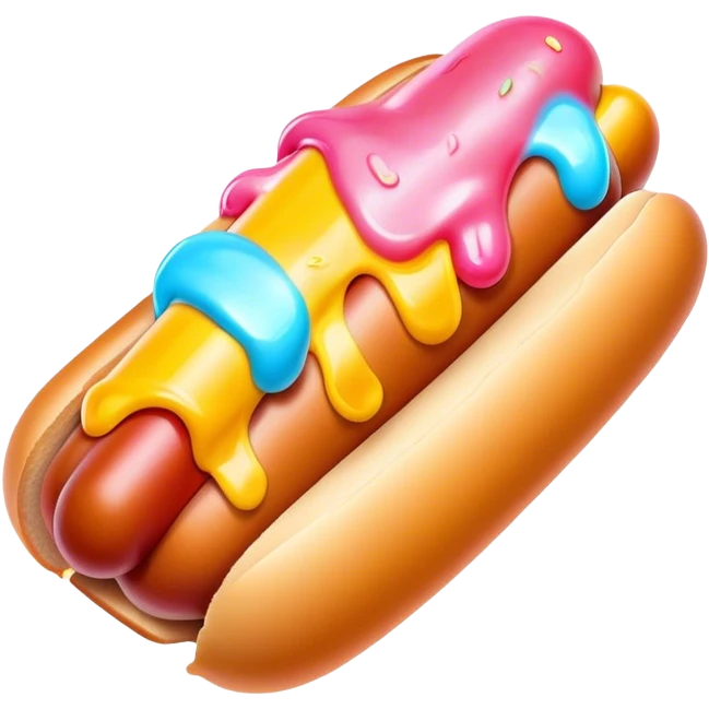 Melting neon ice cream hot dog  emoji
