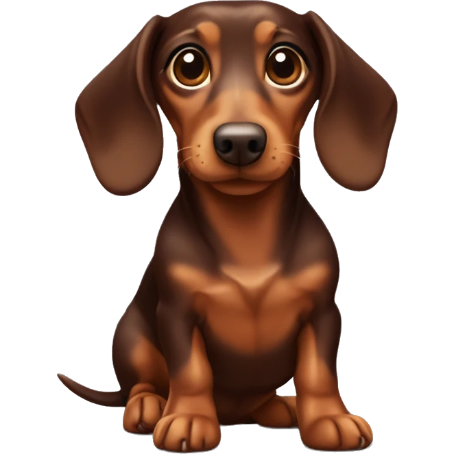 Miniature chocolate brown and tan dachshund wagging its tail emoji