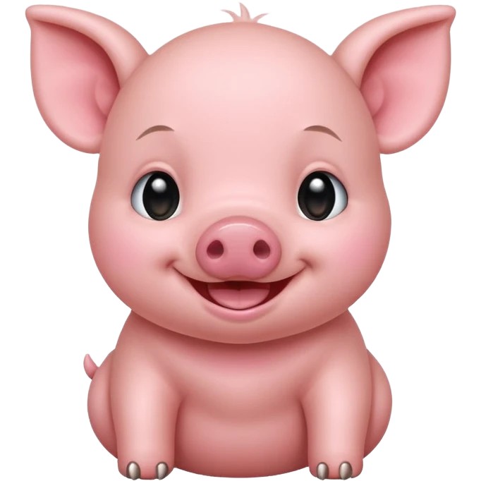 baby Smiling Piglet – standing with round cheeks and happy face emoji