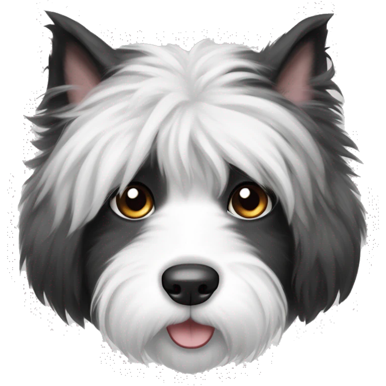 half old English Sheepdog half maine coon cat emoji
