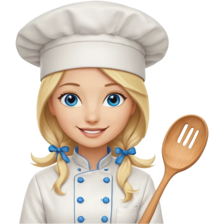 Sexy Long Blonde hair blue eyed female chef emoji