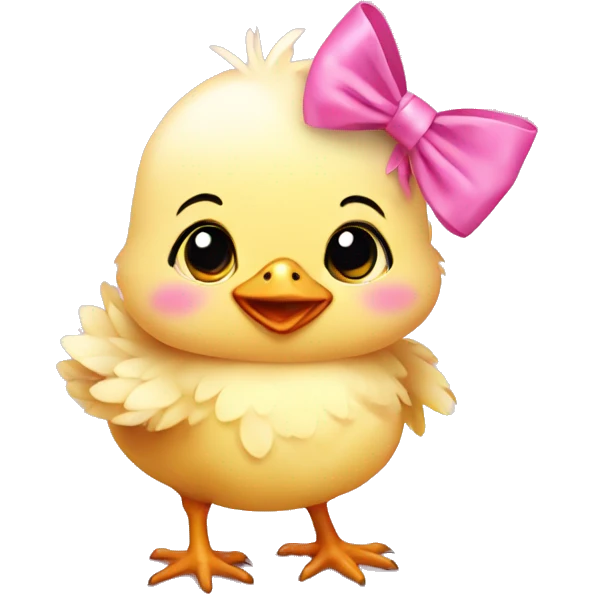 Baby chicken with pink bow emoji