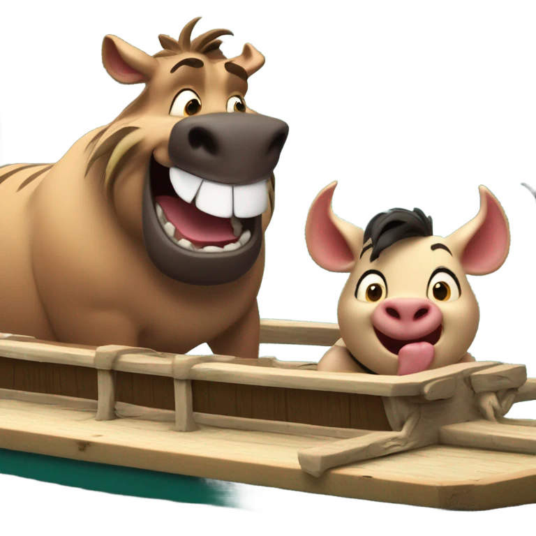 Hakuna Matata - pontoon named Pontoona Matata - pontoon with Simon and Pumba on it emoji