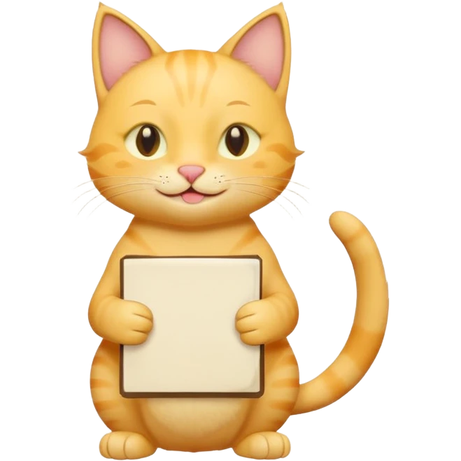 cute yellow smiling cat with full body with note and no clothes emoji