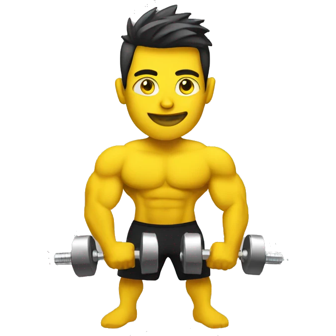 personal trainer with yellow skin holding dumbbells emoji