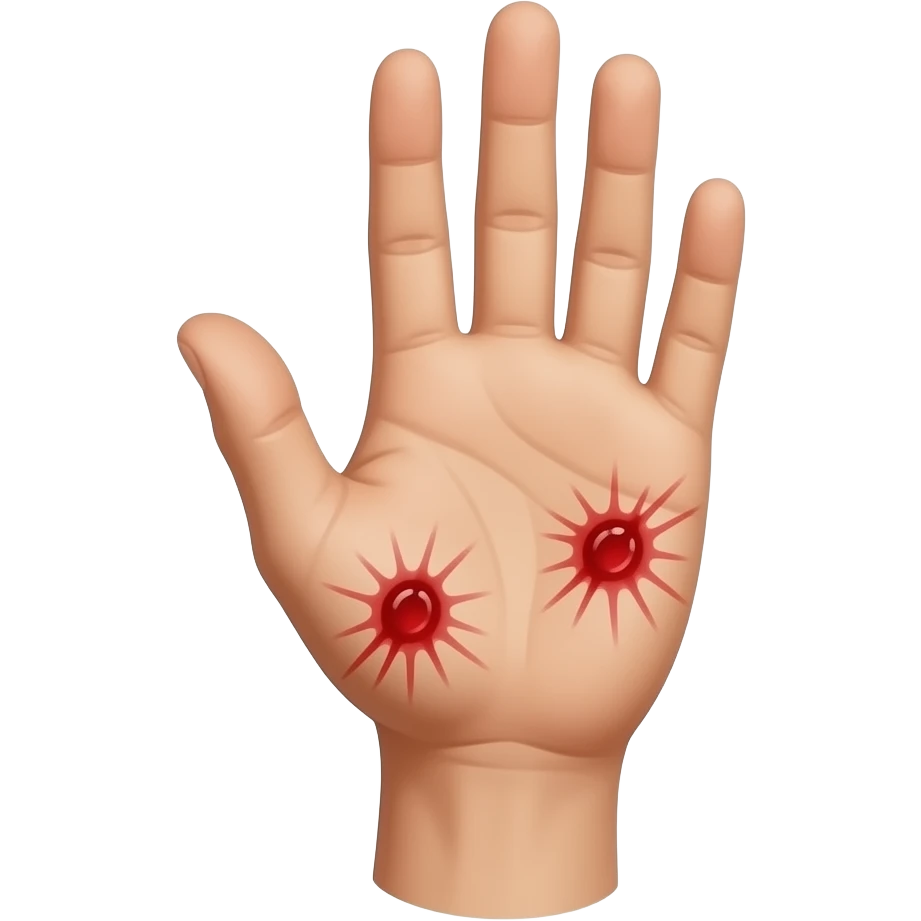 Stigmata on palm of hands emoji