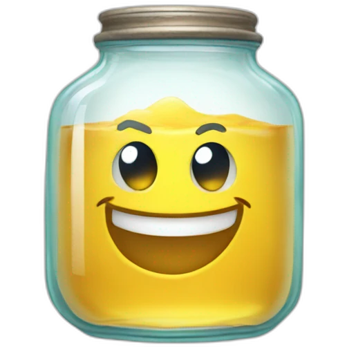 a glass jar of liquid smirks slyly emoji