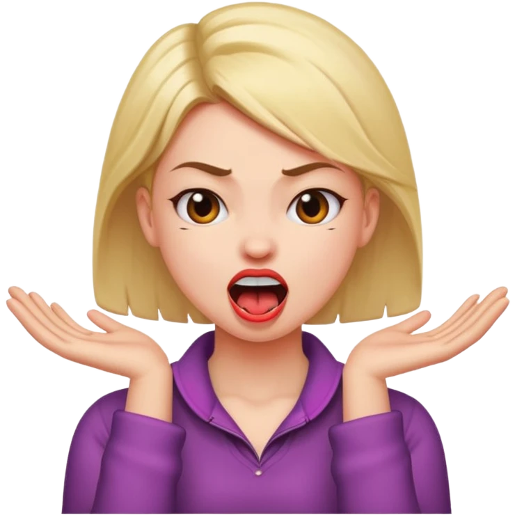 Angry girl with hands across neck neck with happy tounge out emoji