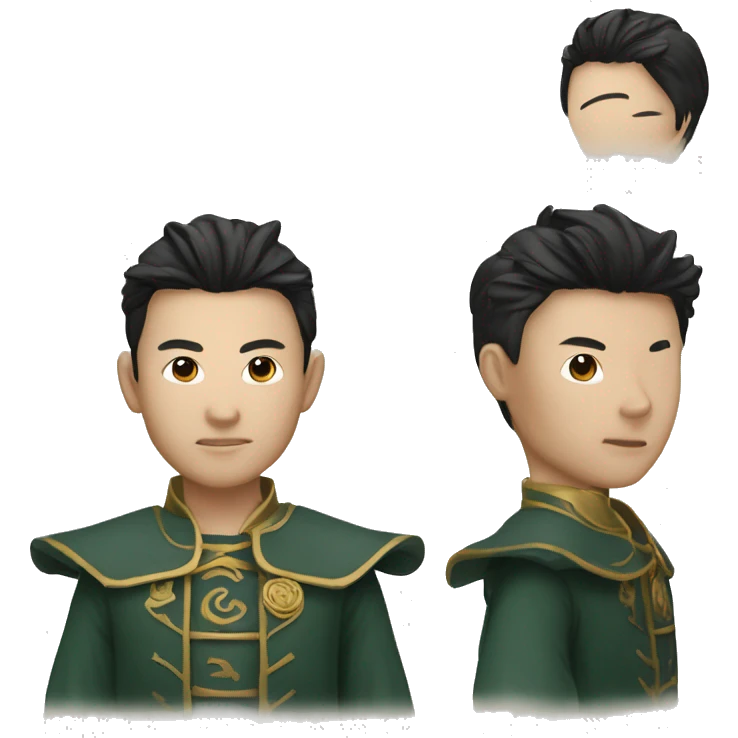 庄子，中国古代哲学，黑胡须,长长胡须,带发髻 emoji