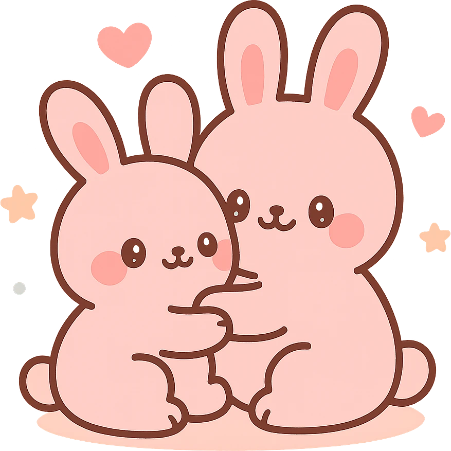 pink bunnies cuddling emoji