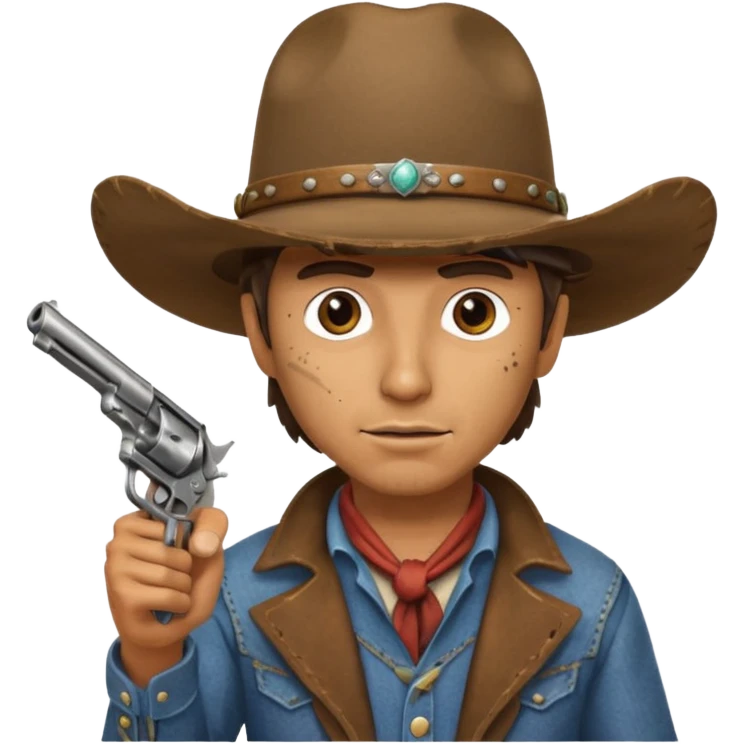A cowboy pointing his revolver in front of you and saying, "Give me your money." emoji