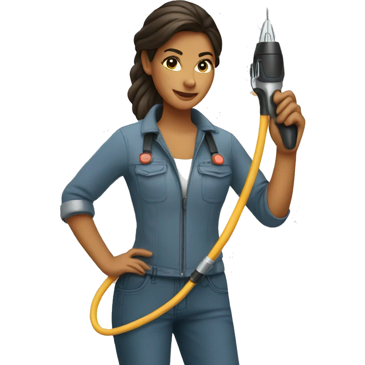 a woman with a soldering iron emoji