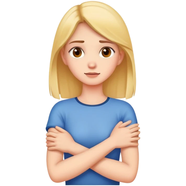 girl crossing her arms holding her neck emoji