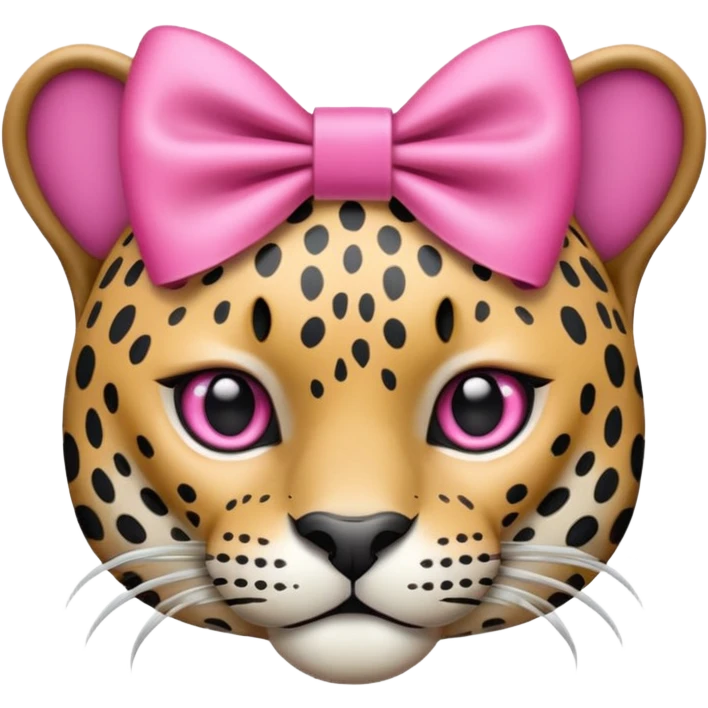 Onça pintada com laço rosa emoji