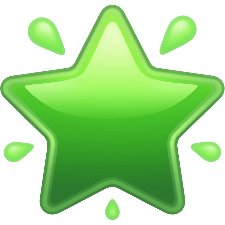 Green Neon Star  realistic 2d splat emoji