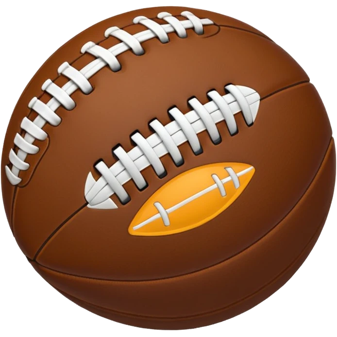 "iOS style football emoji, brown with white stitches, smooth texture, no background" emoji