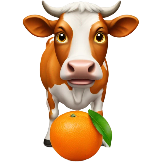 Cow wish tangerines around him wearing an orange tshirt emoji