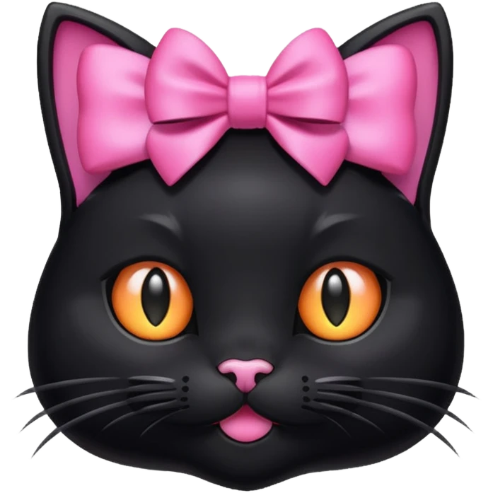 Black cat with pink bow emoji