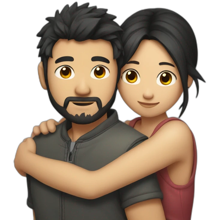 scruffy-boy-and-asian-gilr-hug emoji