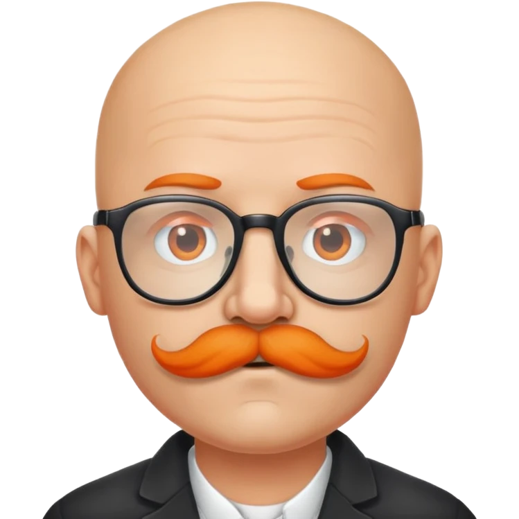 Bald men with orange mustache and glasses emoji
