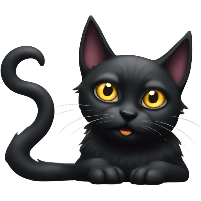 terrified black magic cat, gothic style emoji