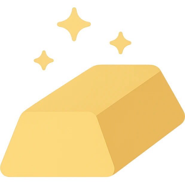 gold ingot, minimal, flat design emoji